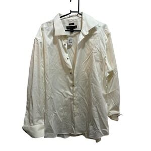 Pronto Uomo Non‎ Iron Slim Fit Dress Shirt Cream Pinstripe 17.5 32/33